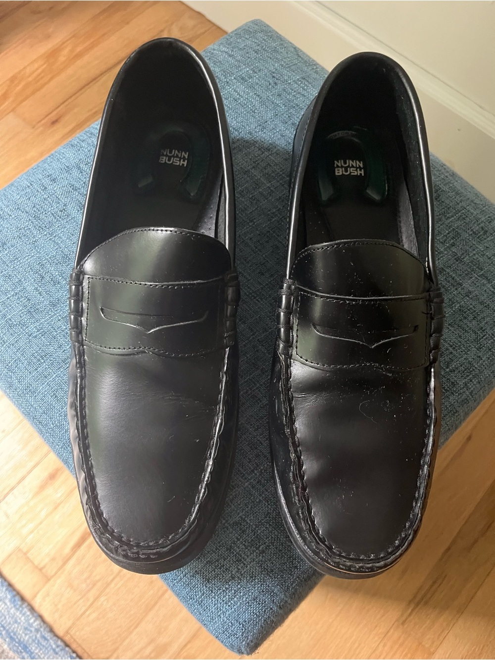Nunn Bush Black Leather Penny Loafers Slip-On Dress Shoes S 11M
